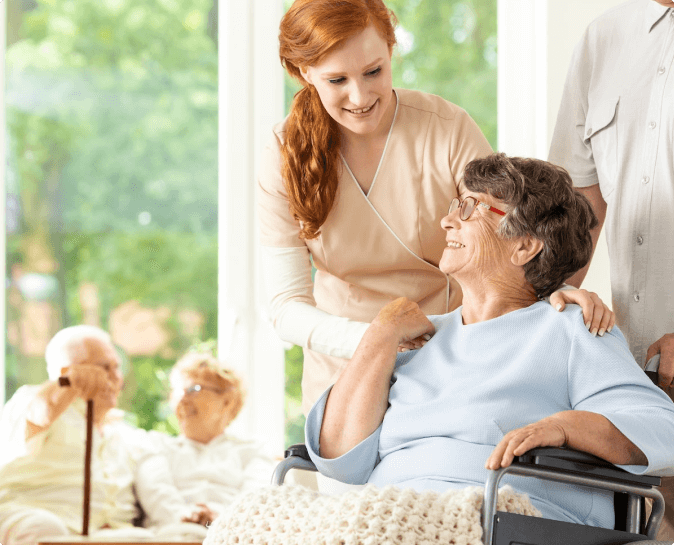 nurse taking care of elderly