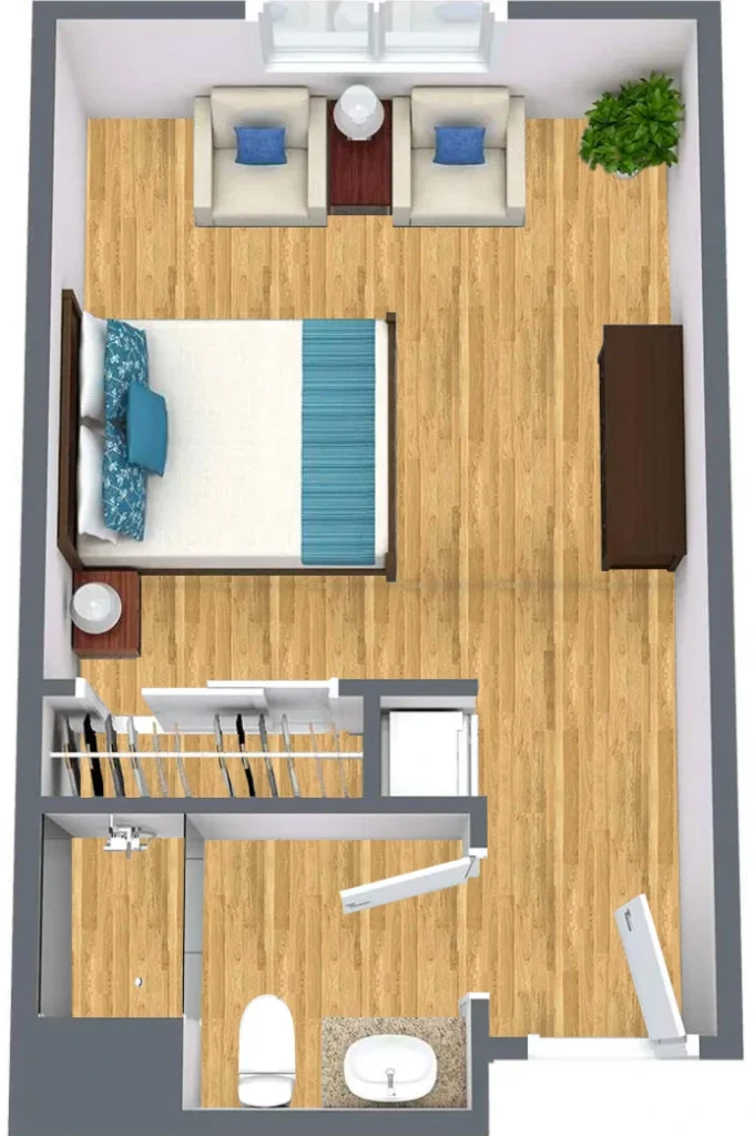 studio apartment at bellevue village at woodstock